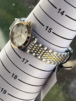 Gucci G Timeless Diamonds Mother of Pearl Dial Two Tone Mesh Bracelet Watch for Women - YA126513
