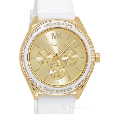 Michael Kors Jessa Quartz Gold Dial White Silicone Strap Watch For Women - MK7267