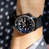 Seiko 5 Sports Automatic Blue Dial Black NATO Strap Watch for Men - SBSA098