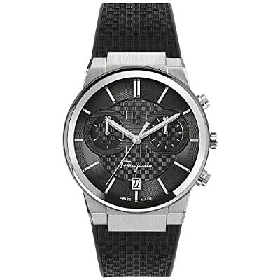 Salvatore Ferragamo Sapphire Chrono Black Dial Black Silicone Strap Watch for Men - SFME00121