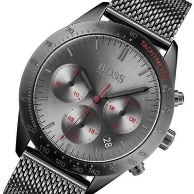 Hugo Boss Talent Gunmetal Dial Grey Mesh Bracelet Watch for Men - 1513637