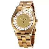 Marc Jacobs Henry Transparent Gold Dial Gold Steel Strap Watch for Women - MBM3206