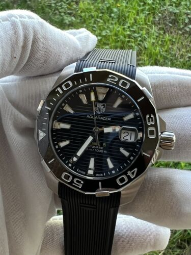 Tag Heuer Aquaracer Calibre 5 Automatic 41mm Black Dial Black Rubber Strap Watch for Men -  WAY211A.FT6151