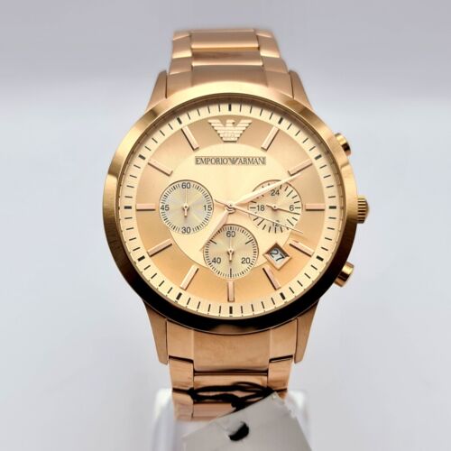 Emporio Armani Classic Rose Gold Chronograph Steel Strap Watch For Men - AR2452