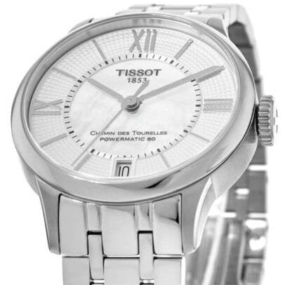 Tissot Chemin Des Tourelles Powermatic 80 Lady Silver Dial Silver Steel Strap Watch For Women - T099.207.11.118.00