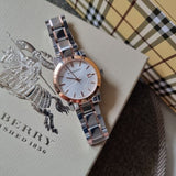 Burberry The City White Dial Two Tone Steel Strap Watch for Women - BU9105