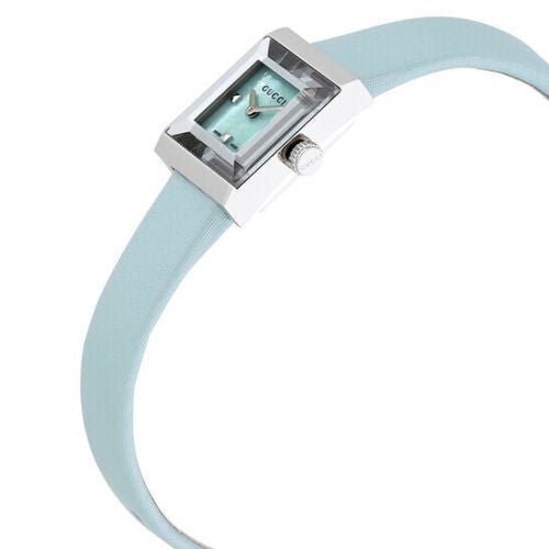 Gucci G-Frame Pastel Blue Mother of Pearl Dial Blue Leather Strap Watch For Women - YA128531