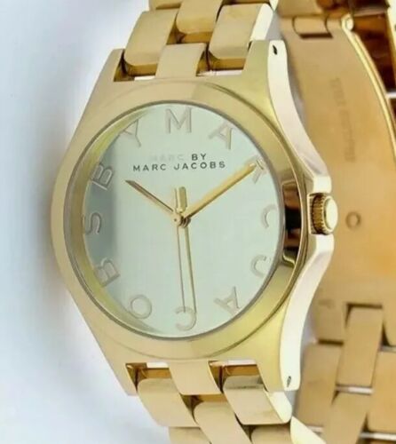 Marc Jacobs Henry Gold Dial Gold Steel Strap Watch for Women - MBM3211
