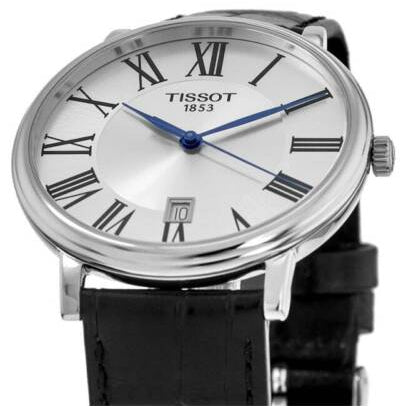 Tissot Carson Premium Silver Dial Black Leather Strap Watch For Men - T122.410.16.033.00