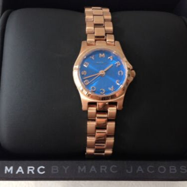 Marc Jacobs Henry Dinky Blue Dial Rose Gold Steel Strap Watch for Women - MBM3204