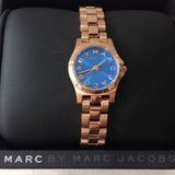 Marc Jacobs Henry Dinky Blue Dial Rose Gold Steel Strap Watch for Women - MBM3204