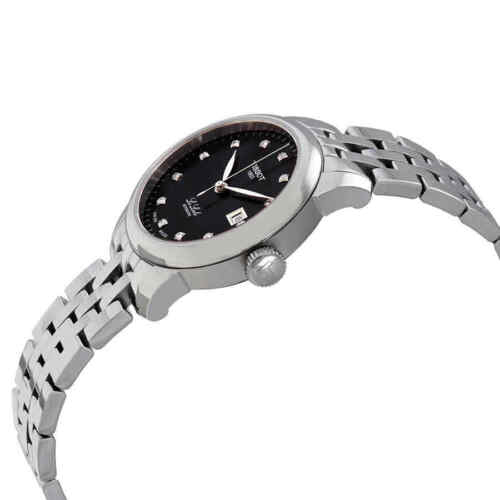 Tissot Le Locle Automatic Diamonds Mother of Pearl Black Dial Silver Steel Strap Watch For Women - T006.207.11.126.00