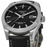 Tissot Gentleman Powermatic 80 Silicium Black Dial Black Leather Strap Watch For Men - T127.407.16.051.00