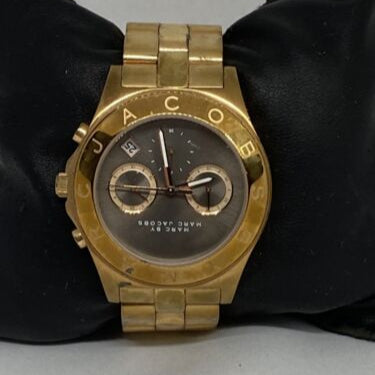 Marc Jacobs Blade Chronograph Brown Dial Rose Gold Steel Strap Watch for Women - MBM3308