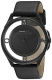 Marc Jacobs Tether Transparent Black Dial Black Leather Strap Watch for Women - MBM1379
