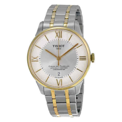 Tissot Chemin Des Tourelles Powermatic 80 Cosc Silver Dial Two Tone Steel Strap Watch For Men - T099.408.22.038.00