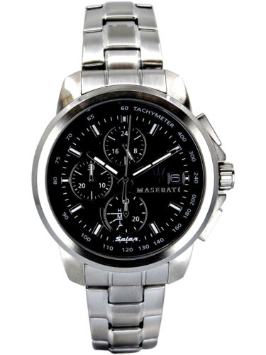 Maserati Successo Solar Edition Black Dial Silver Steel Strap Watch For Men - R8873645003