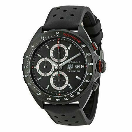 Tag Heuer Formula 1 Automatic Chronograph Black Dial Black Leather Strap Watch for Men - CAZ2011.FT8024