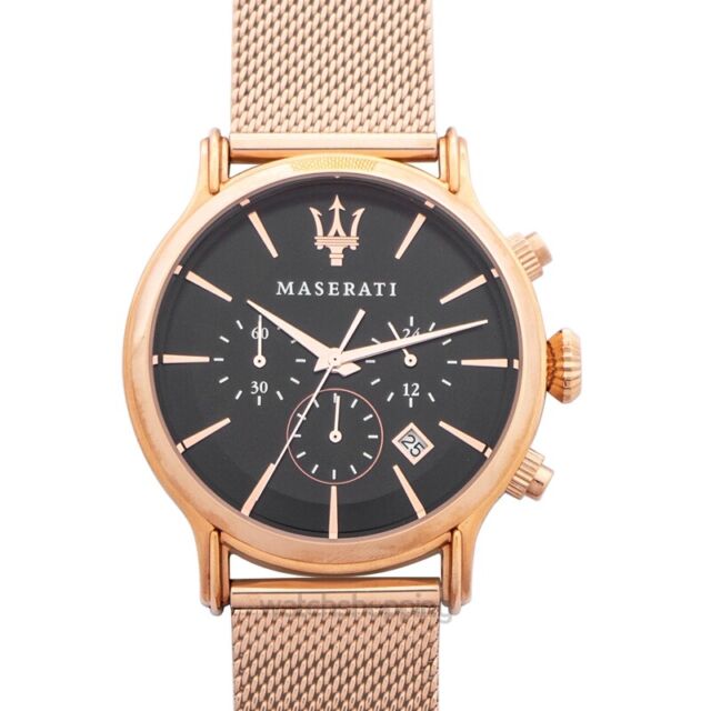 Maserati Epoca Black Dial Gold Mesh Bracelet Watch For Men - R8873618005