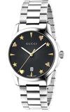 Gucci G Timeless Black Dial Silver Steel Strap Watch For Women - YA1264029
