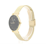 Daniel Wellington Classic Petite Black Dial Gold Mesh Bracelet Watch For Women - DW00100347