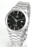 Tudor Style Automatic Black Dial Silver Steel Strap Watch for Men - M12710-0003