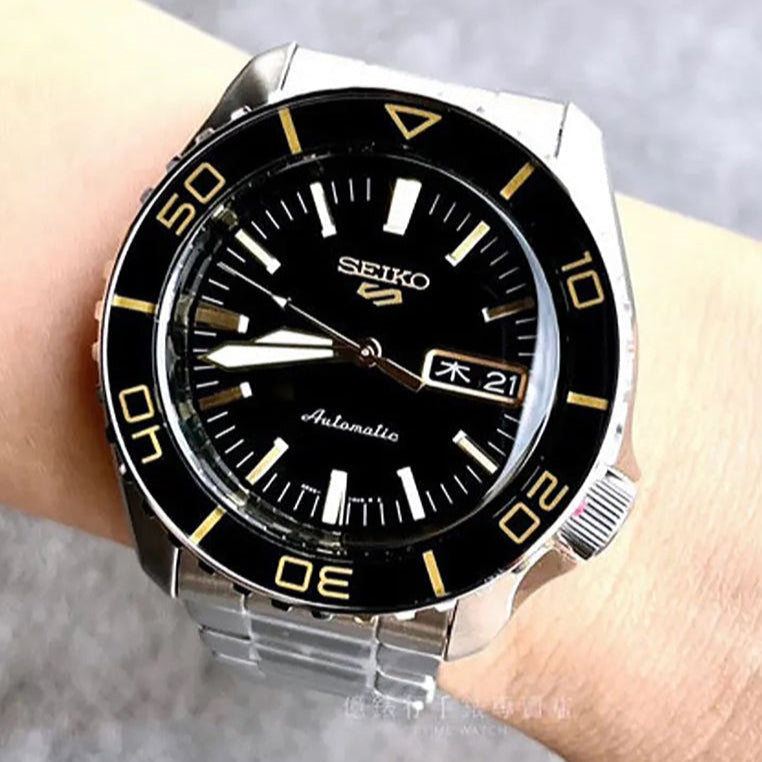 Seiko 5 Sport Automatic SKX Series Black Dial Silver Steel Strap Watch for Men - SRPK99K1