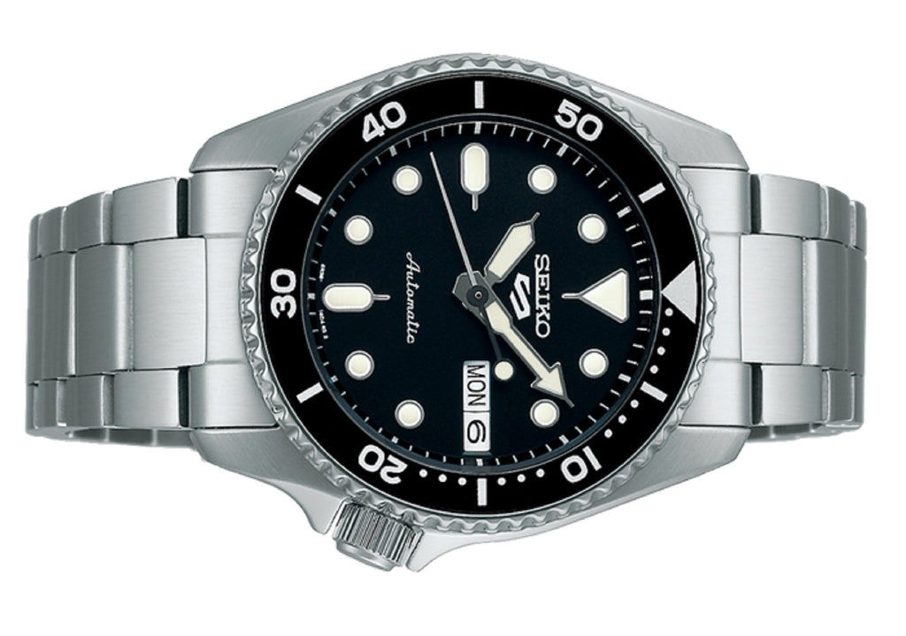 Seiko 5 Sports SKX Automatic Black Dial Silver Steel Strap Watch For Men - SRPK29K1