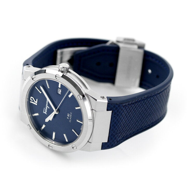 Salvatore Ferragamo F-80 Classic Blue Dial Blue Leather Strap Watch for Men - SFDT00719