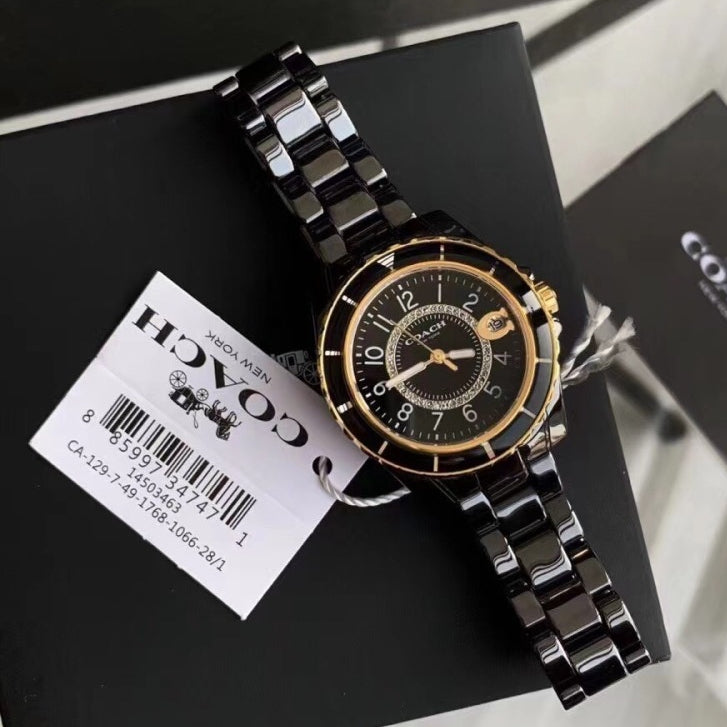 Coach Preston Black Dial Black Steel Strap Watch for Women - 14503461