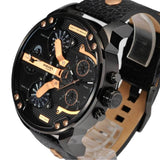 Diesel Mr Daddy 2.0 Chronograph Black Dial Black Leather Strap Watch For Men - DZ7350
