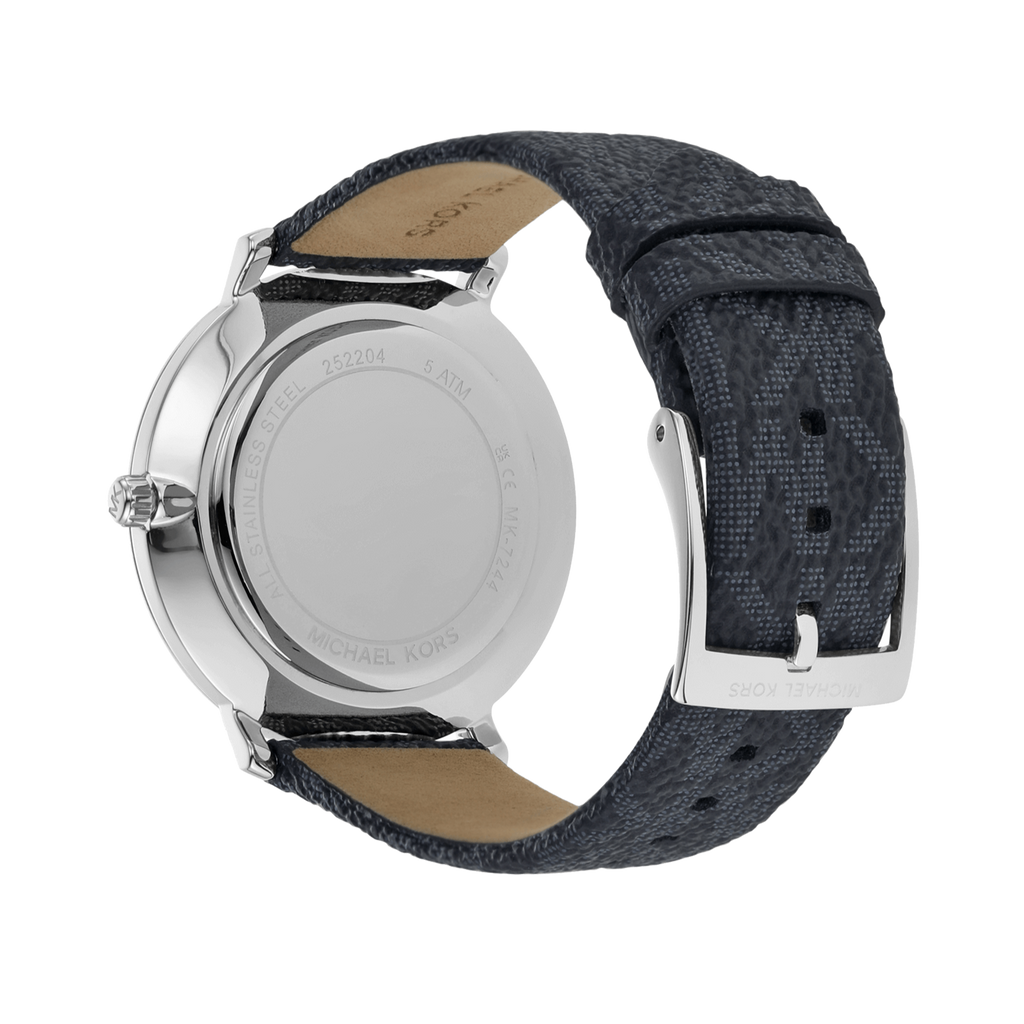 Michael Kors Pyper Quartz Silver Dial Blue Leather Strap Watch For Women - MK7244