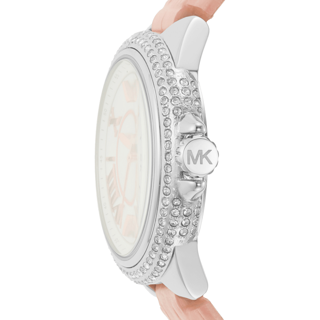 Michael Kors Camille Three-Hand Crystals White Dial Pink Leather Strap Watch for Women - MK2963