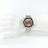 Seiko 5 Sports GMT Thong Sia Limited Edition Brown Dial Silver Steel Strap Watch for Men - SSK043K1