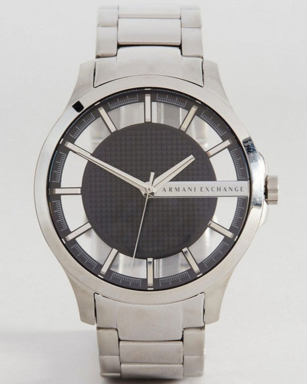 Armani Exchange Hampton Chronograph Black Dial Silver Steel Strap Watch For Men - AX2179