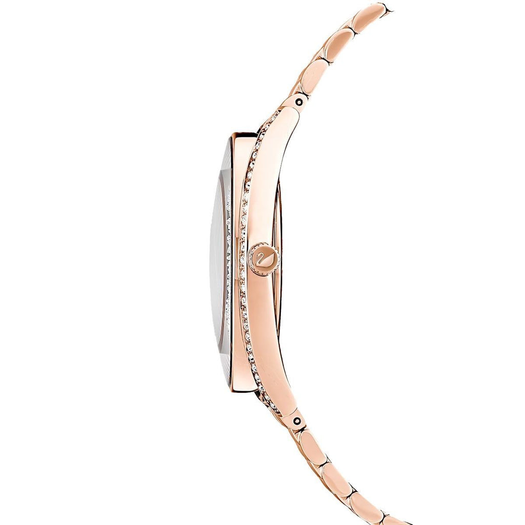 Swarovski Crystalline Aura Silver Dial Rose Gold Steel Strap Watch for Women - 5519459