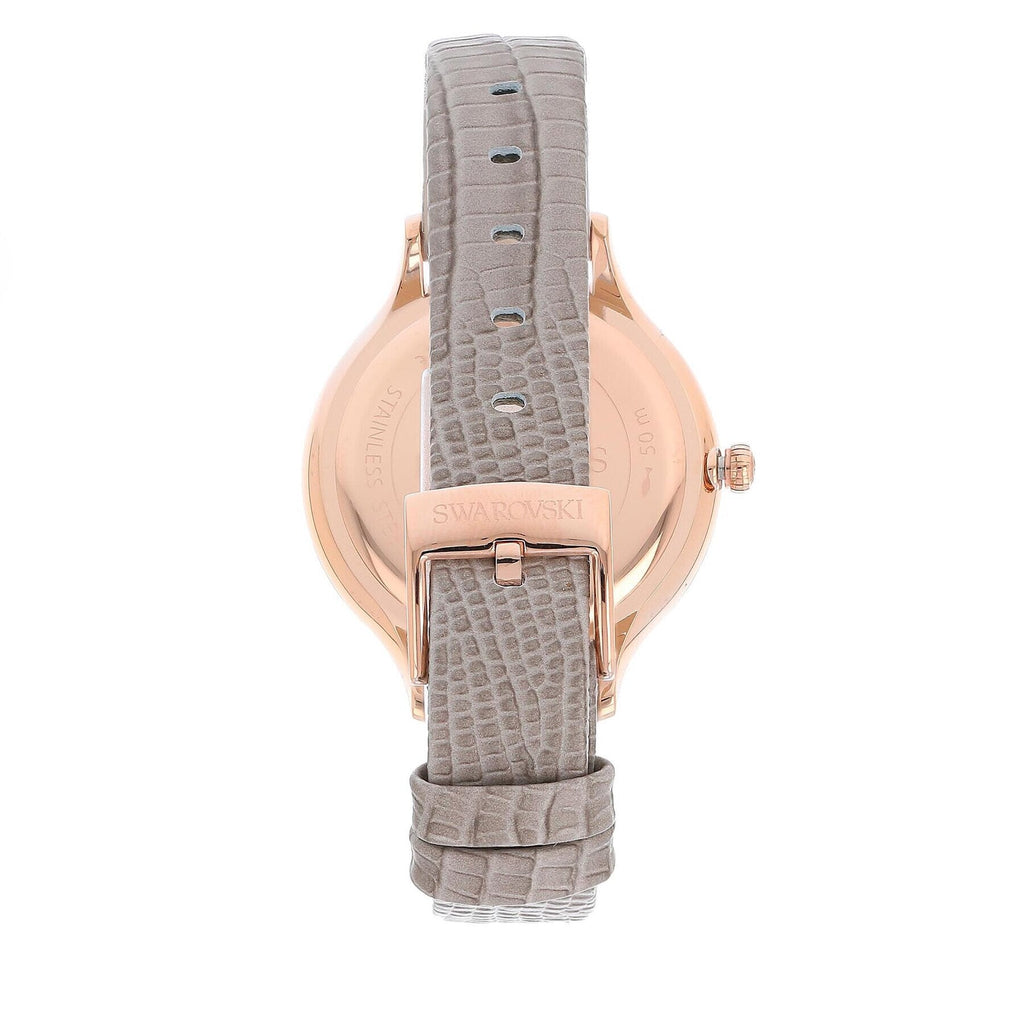 Swarovski Octea Nova Beige Dial Grey Leather Strap Watch for Women - 5649999