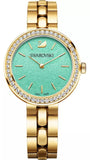 Swarovski Daytime Crystals Turquoise Dial Gold Steel Strap Watch for Women - 5182212