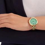 Swarovski Daytime Crystals Turquoise Dial Gold Steel Strap Watch for Women - 5182212
