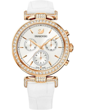 Swarovski Era Journey Silver Dial White Leather Strap Watch for Women - 5295369