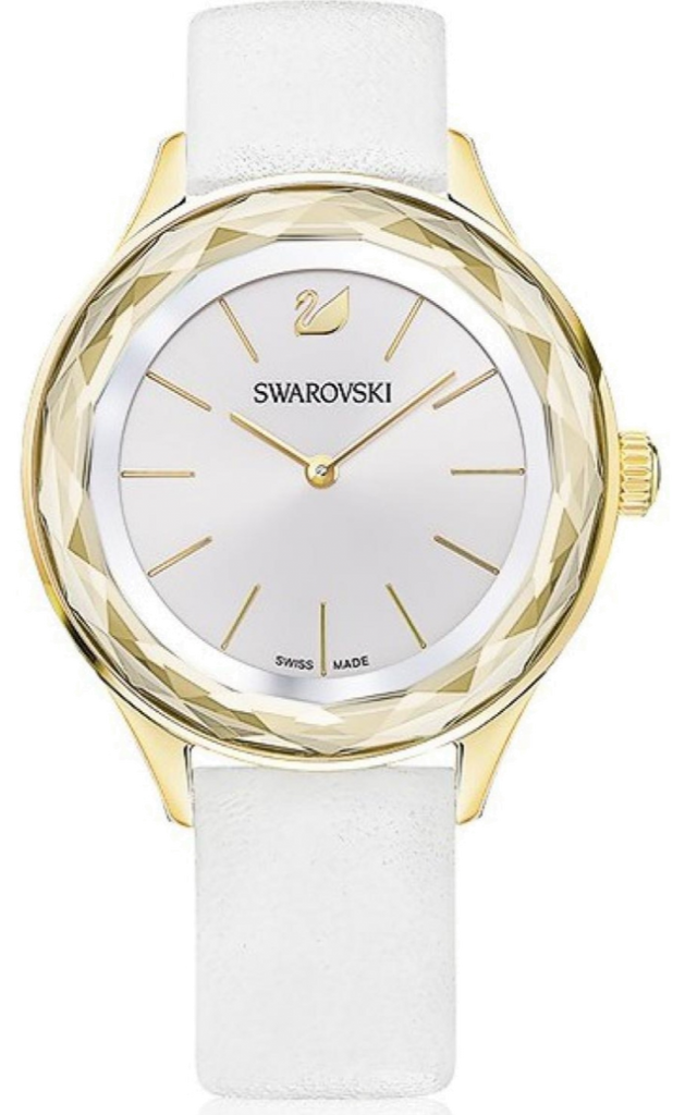 Swarovski Octea Nova Quartz White Dial White Leather Strap Watch for Women - 5295337