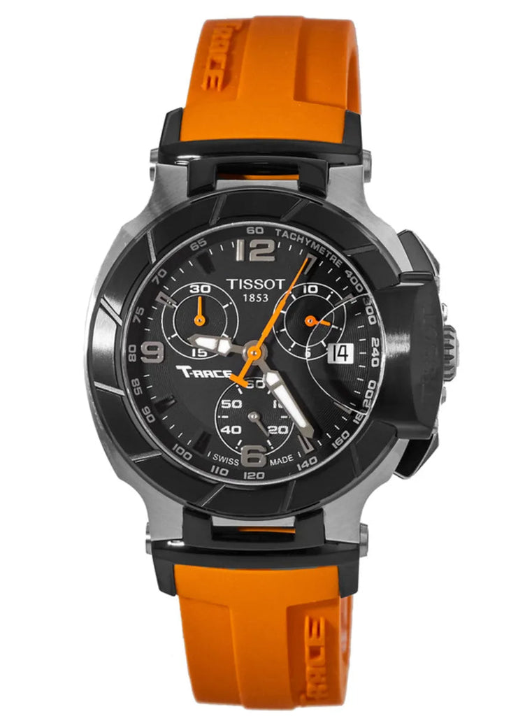 Tissot T Race Chronograph Black Dial Orange Rubber Strap Watch for Women - T048.217.27.057.00
