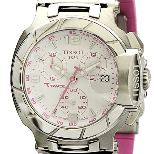 Tissot T Race Chronograph White Dial Pink Rubber Strap Watch for Women - T048.217.17.017.01