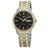 Tissot Automatics III Day Date Black Dial Two Tone Steel Strap Watch For Men - T065.430.22.051.00