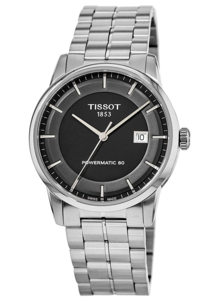 Tissot Luxury Powermatic 80 Black Dial Silver Steel Strap Watch For Men - T086.407.11.051.00