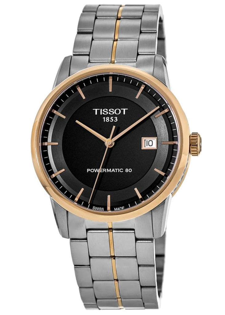 Tissot Luxury Powermatic 80 Black Dial Silver Steel Strap Watch For Men - T086.407.22.051.00