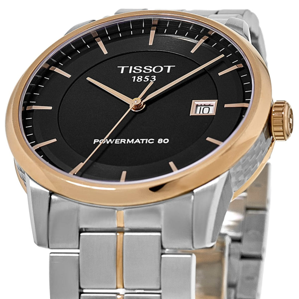 Tissot Luxury Powermatic 80 Black Dial Silver Steel Strap Watch For Men - T086.407.22.051.00