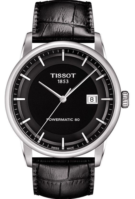 Tissot T Classic Luxury Black Dial Black Leather Strap Watch For Men - T086.407.16.051.00