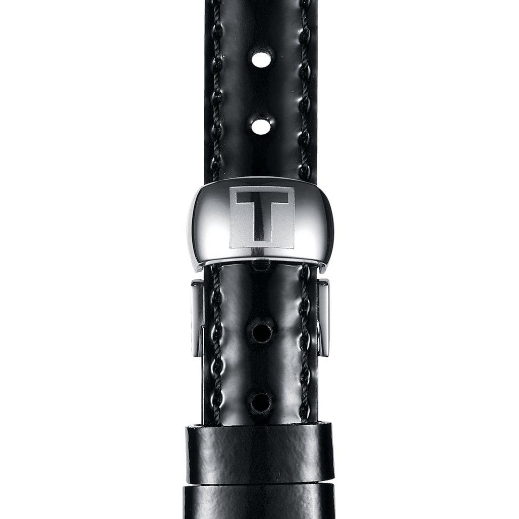 Tissot T Lady Flamingo Black Dial Black Leather Strap Watch For Women - T094.210.16.051.00