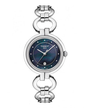 Tissot T Lady Flamingo Mother of Pearl Blue Dial Silver Steel Strap Watch for Women - T094.210.11.126.00